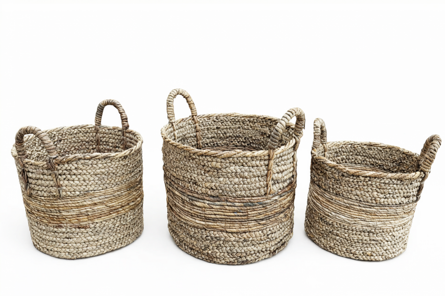 Set of 3 Banana Baskets with Stripe | Ancient Mariner Furniture