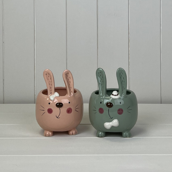 Mixed Pink and Green Rabbit Pot H14.4 W10 D0.5 | Satchville