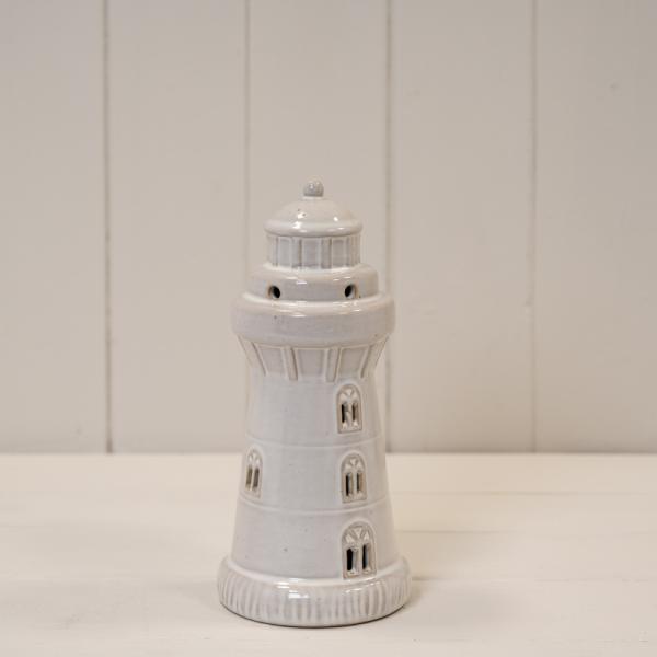 Glazed Ceramic Lighthouse with LED Ornament with Textured Detail ...