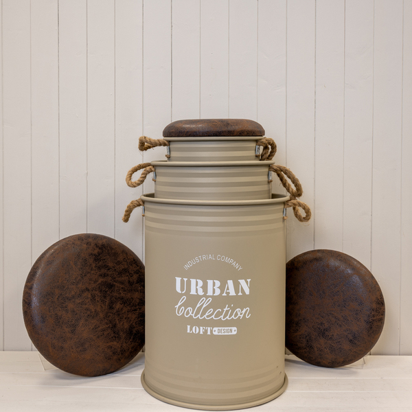 Set of Three Light Brown Urban Round Storage Containers | Satchville