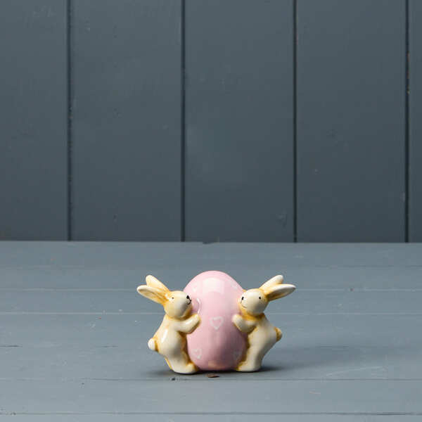 Ceramic Rabbits Pink Egg | Satchville