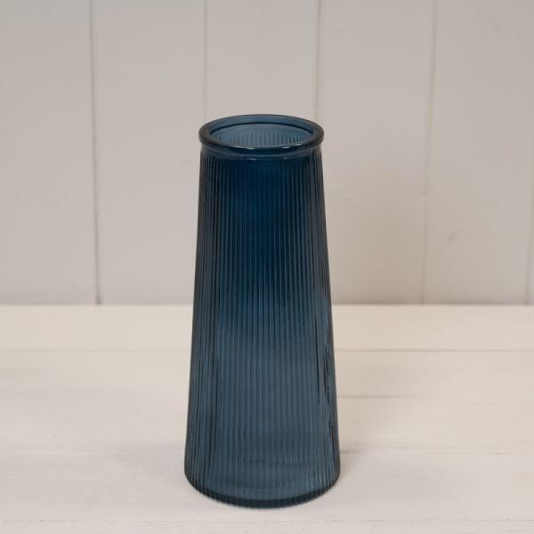 Blue Tall Ribbed Vase | Satchville